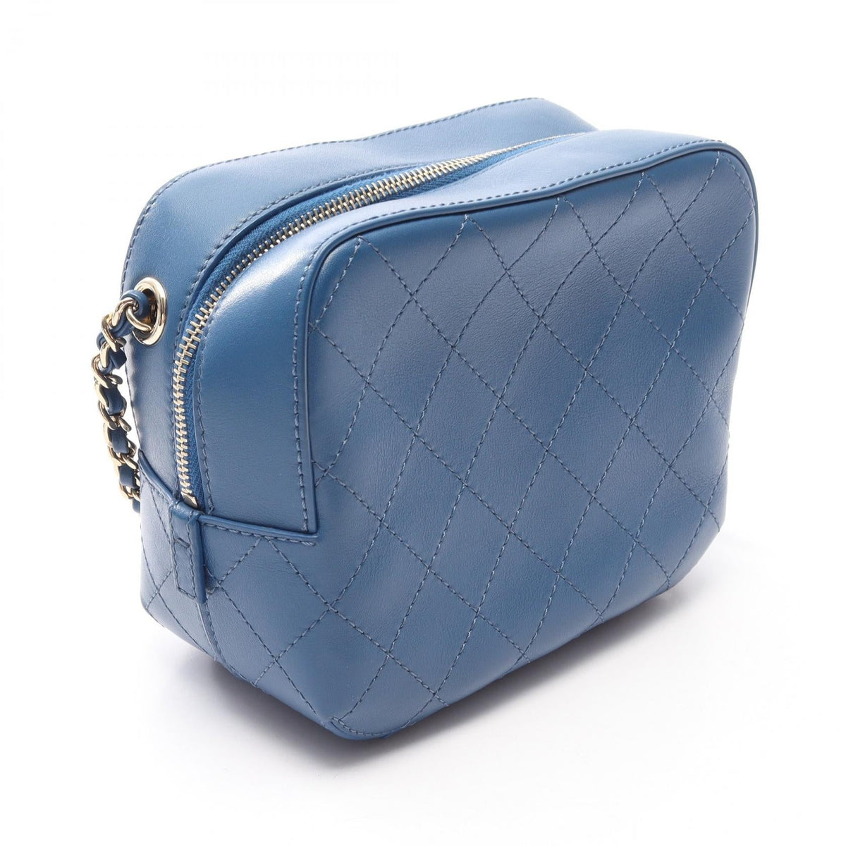 CHANEL Blue Matelasse Small Camera Bag leather AS0538 2101220002916