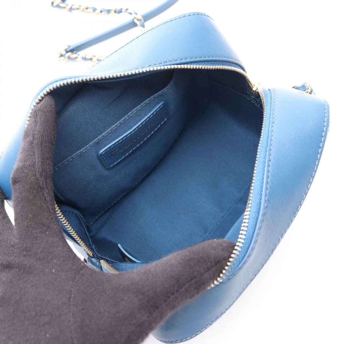 CHANEL Blue Matelasse Small Camera Bag leather AS0538 2101220002916