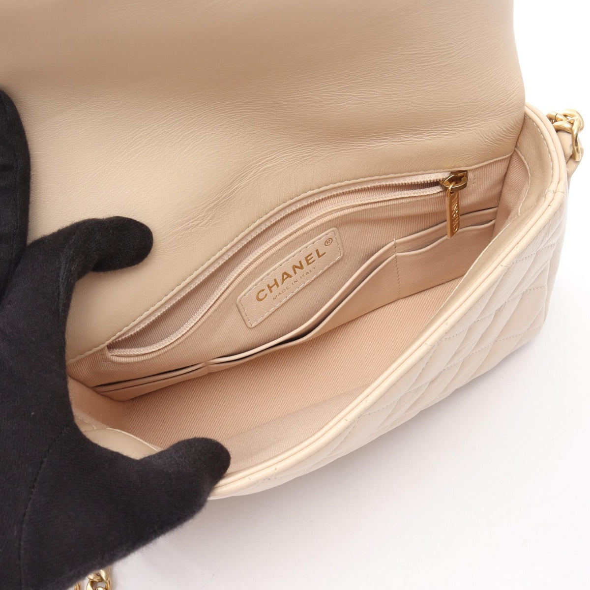 CHANEL Beige Matelasse leather AS3855 2101220002961
