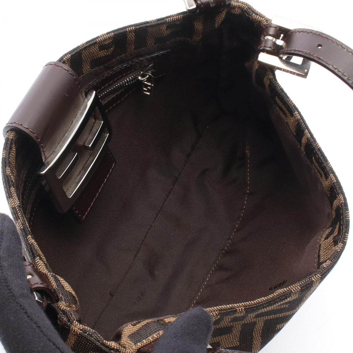 FENDI Mamma bucket Zucca Shoulder Bag Brown canvas�leather 2101220004088