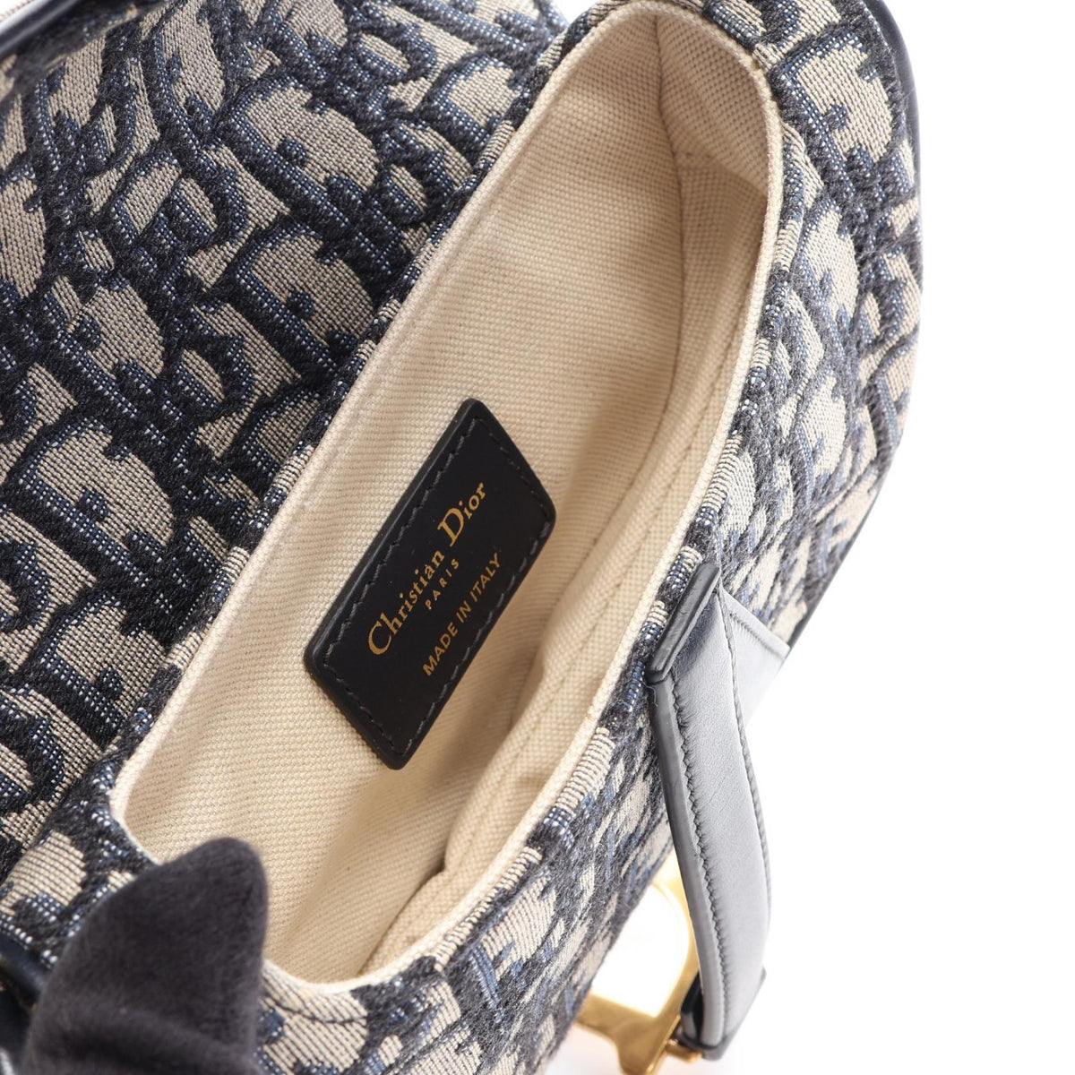 Dior Mini Saddlebag in Oblique Jacquard Handbag Beige/Navy canvas leather 2101219996325