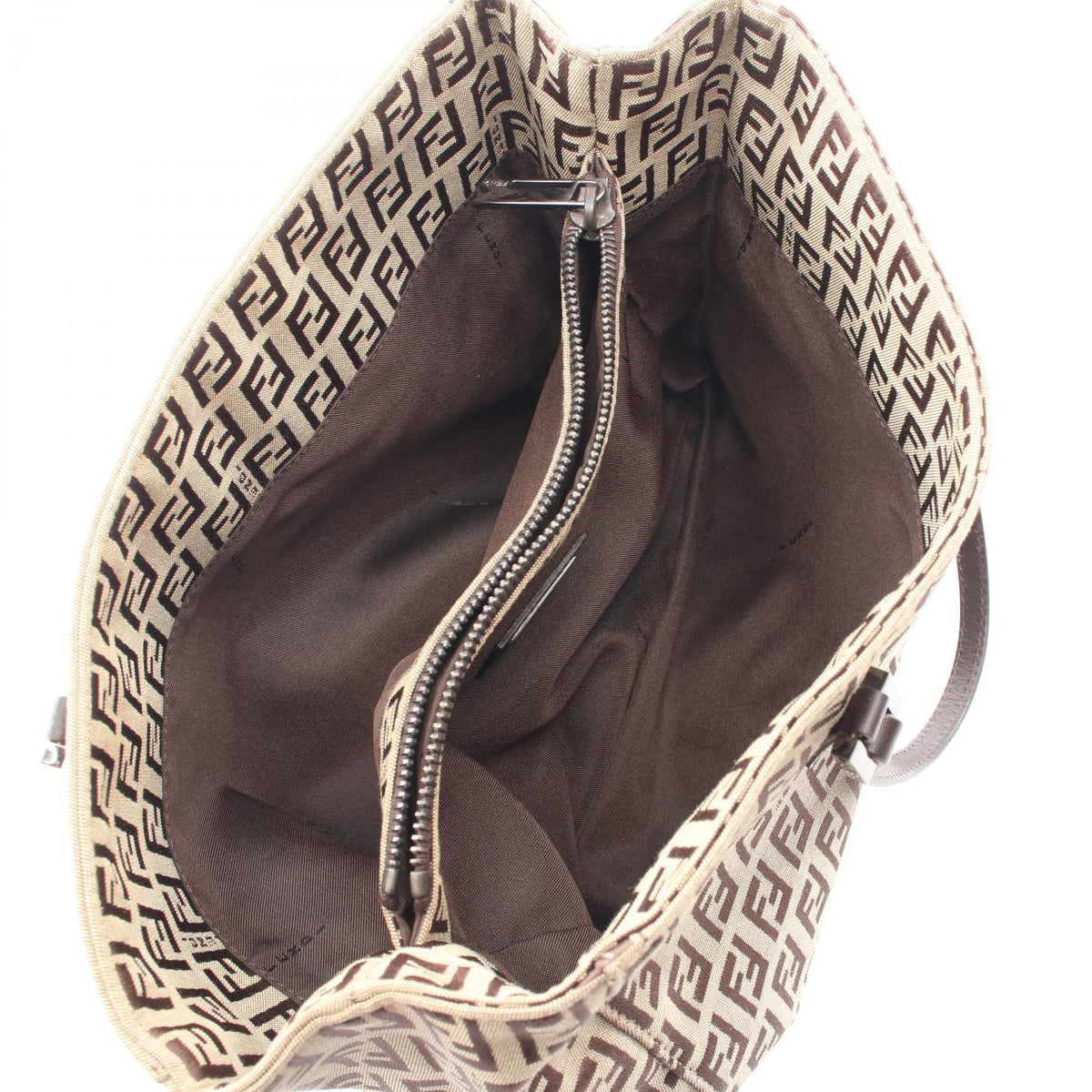 FENDI Zucchino Tote Bag Beige/Brown canvas leather 2101219995915