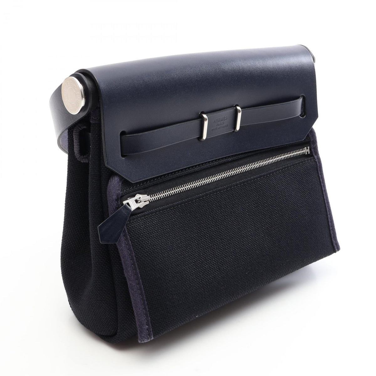 HERMES Alebag Zip Mini Blue nuit Shoulder BagBlue nuit Blue nuit Navy/Black Vache leather hunter leather canvas Towar Military 2101219993560