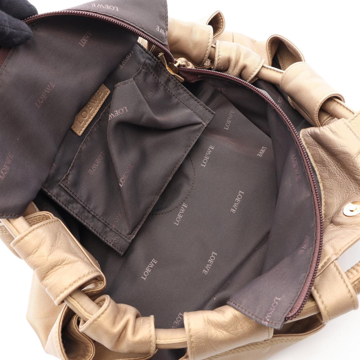 LOEWE Nappa Aire Handbag Gold leather 2101219993836