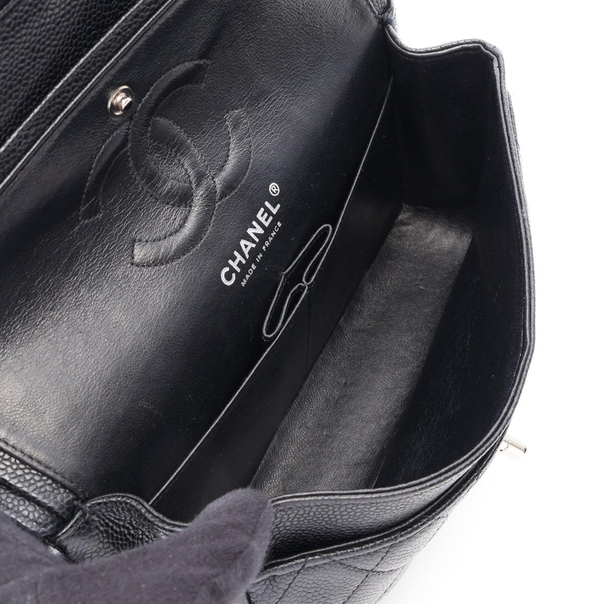 CHANEL Black Matelasse W flap Grained Calfskin leather 2101219992068