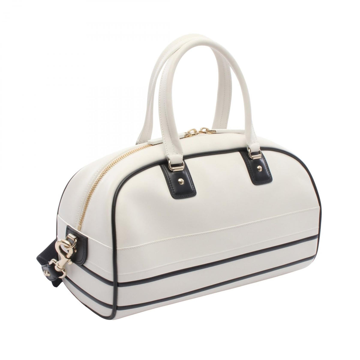 Dior Vibe Bowling Bag 2WAY Handbag White/Black leather 2101219992457