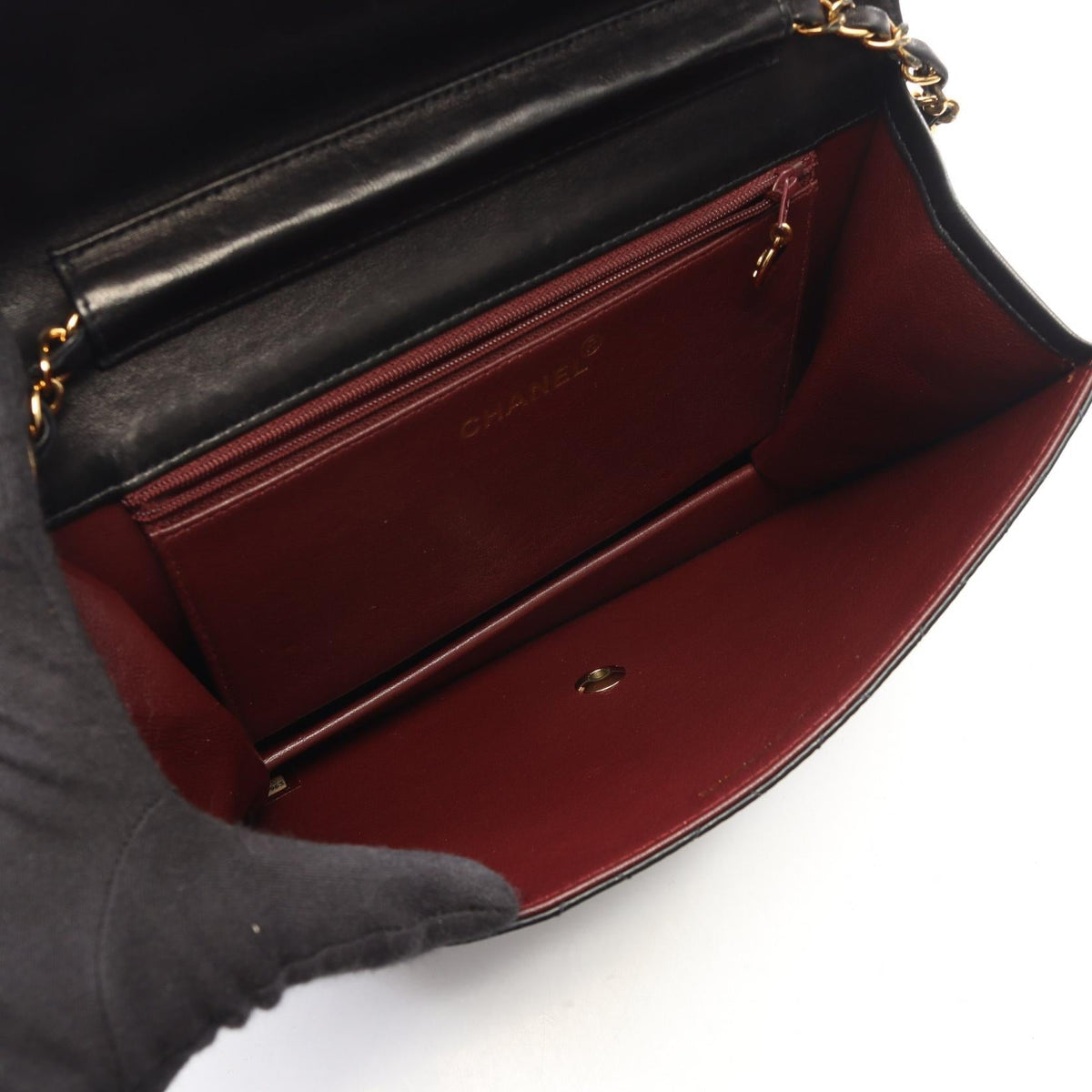 CHANEL Black Matelasse Push Lock Lambskin (sheep leather) 2101219991733