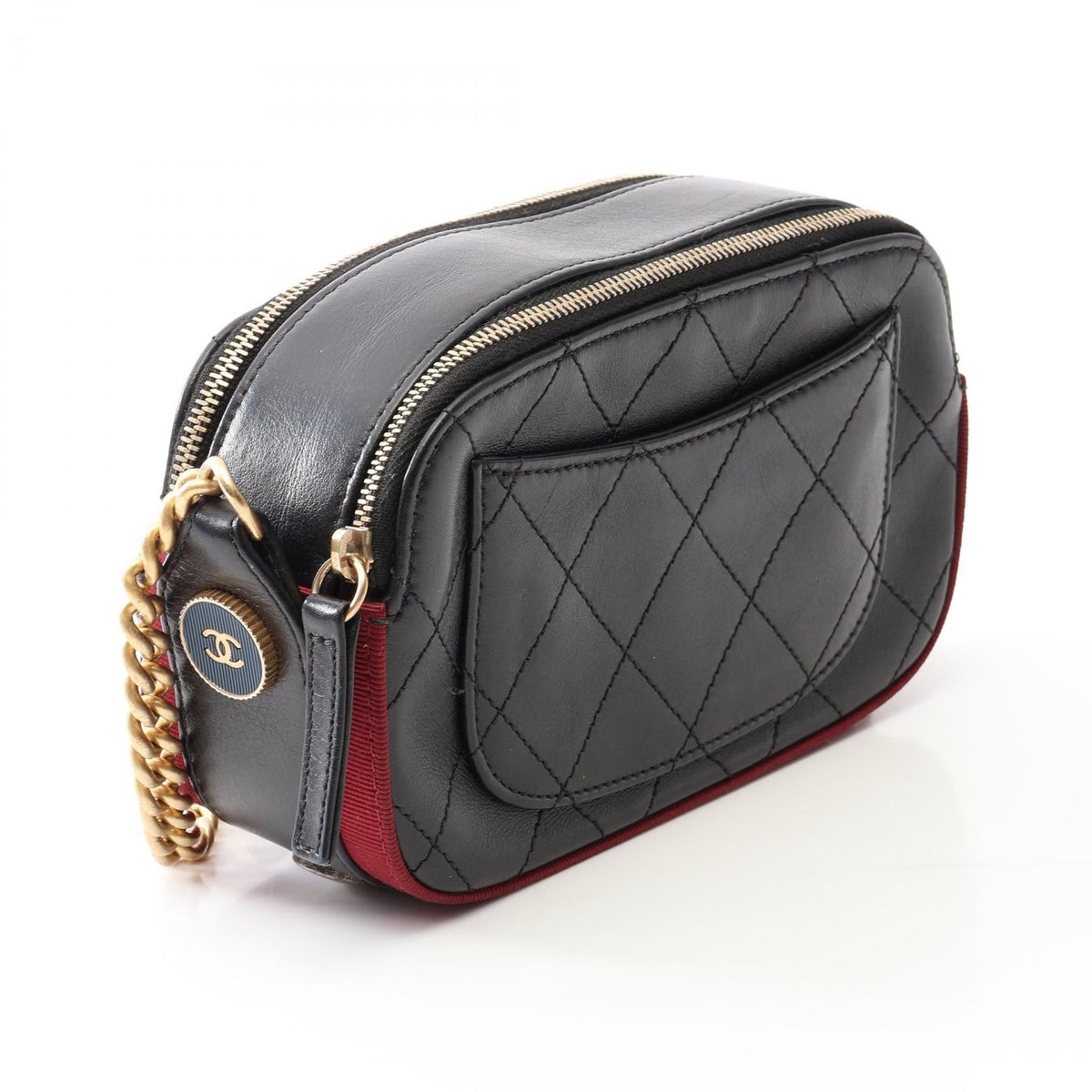 CHANEL Black/Bordeaux Matelasse Camera Bag with Combination Hardware leather�canvas A57574 2106800636505