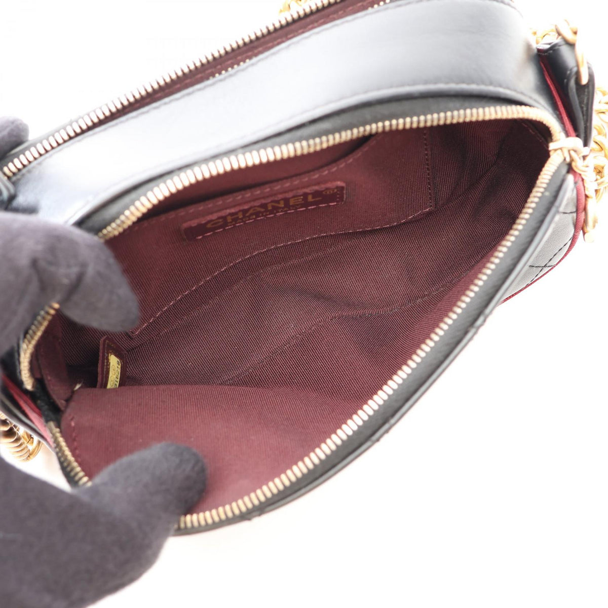 CHANEL Black/Bordeaux Matelasse Camera Bag with Combination Hardware leather�canvas A57574 2106800636505