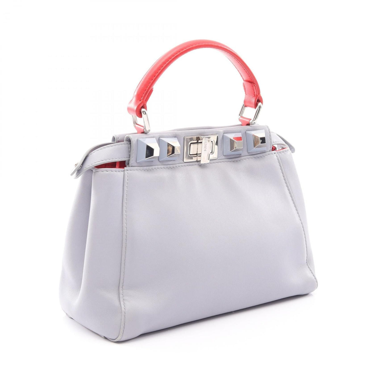 FENDI Mini Peekaboo Studs 2WAY Handbag Blue/Red leather 8BN244 2118300092491