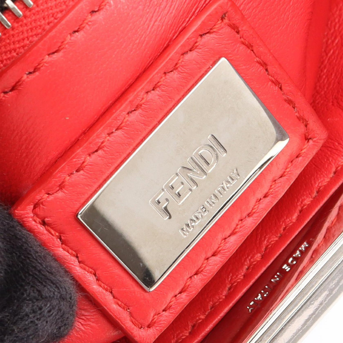 FENDI Mini Peekaboo Studs 2WAY Handbag Blue/Red leather 8BN244 2118300092491