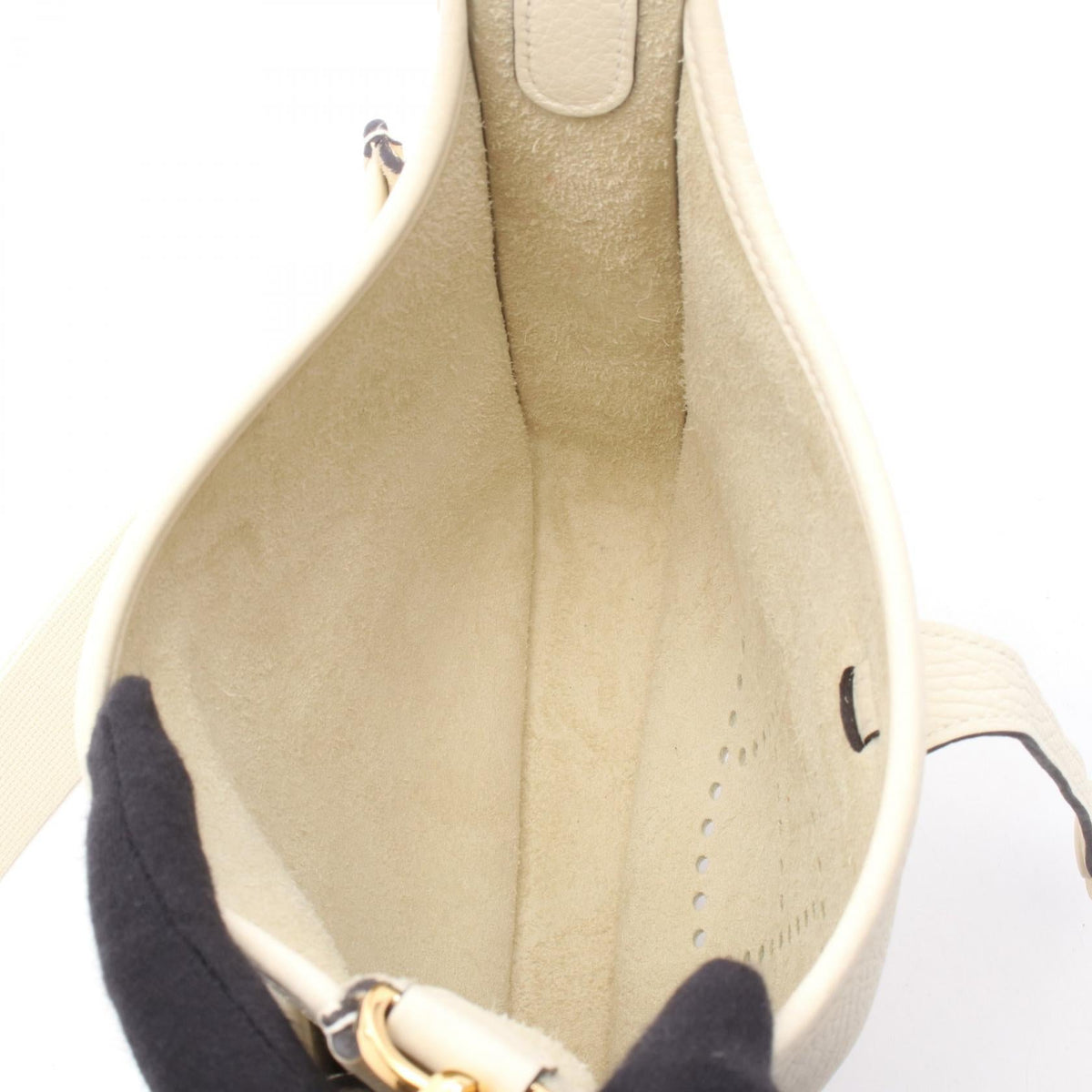HERMES Evelyne23 complaint Shoulder Bag White Taurillon Clemence leather 2104102521987
