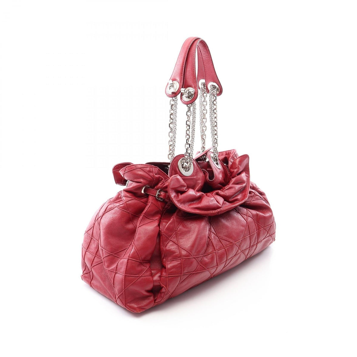 Dior Lutrant Chain Shoulder Tote Bag Red leather 2101219989778