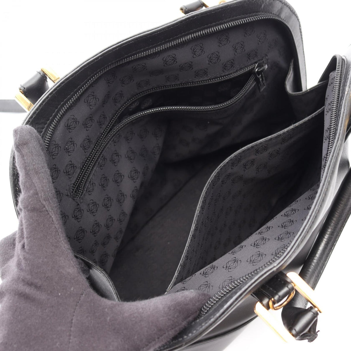 LOEWE Anagram 2WAY Handbag Black leather 2101219989600