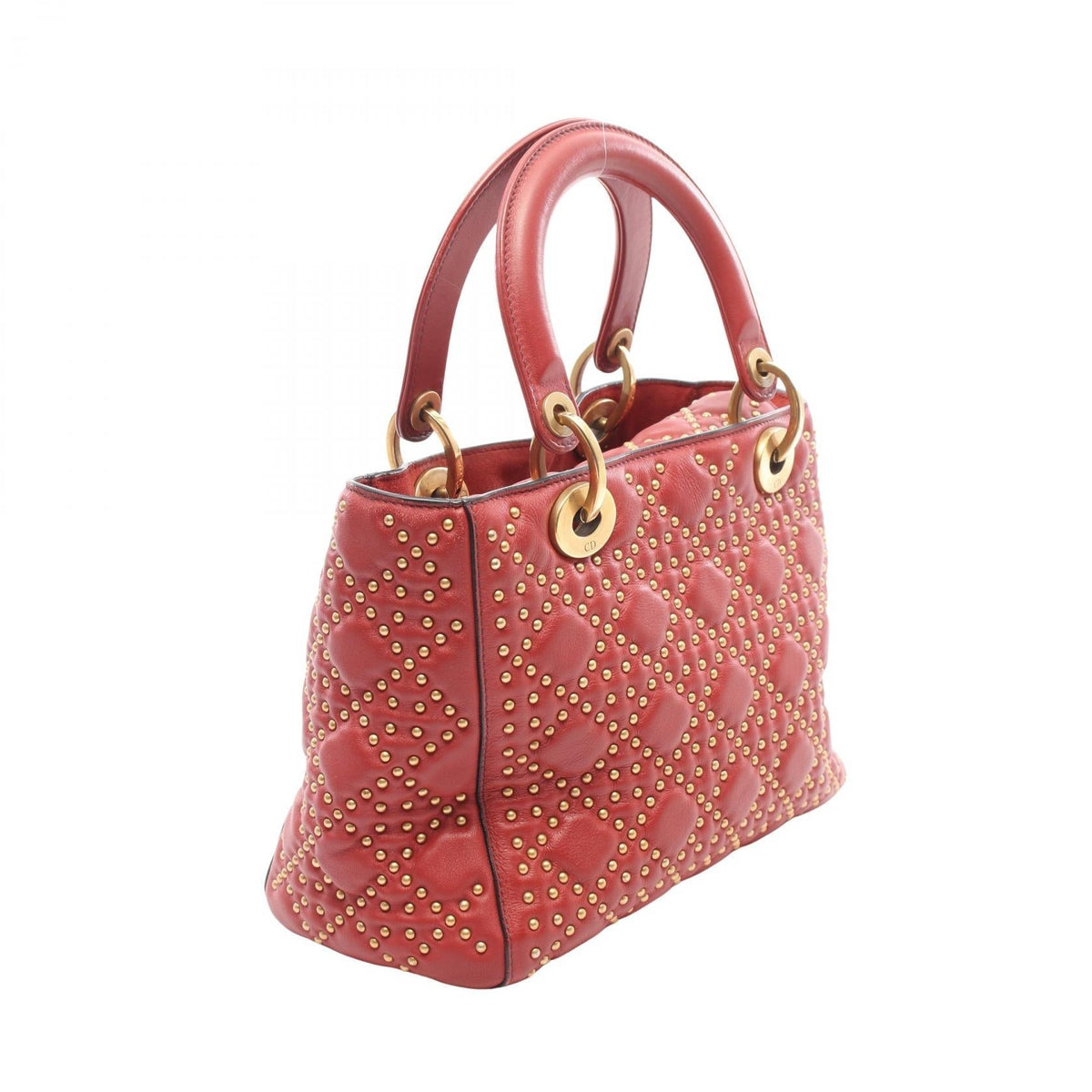 Dior LADY DIOR Christian Dior Studded 2-Way Bag Handbag Bordeaux leather 2120100034106
