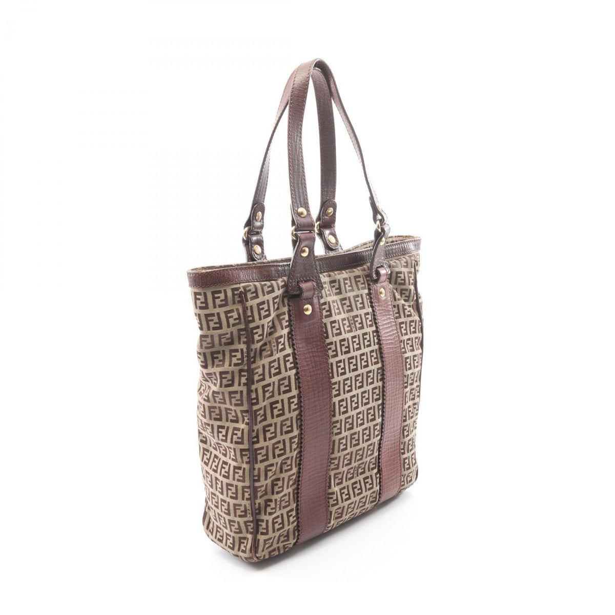 FENDI Zucchino Tote Bag Beige/Brown canvas�leather 8BH162 2101219989501