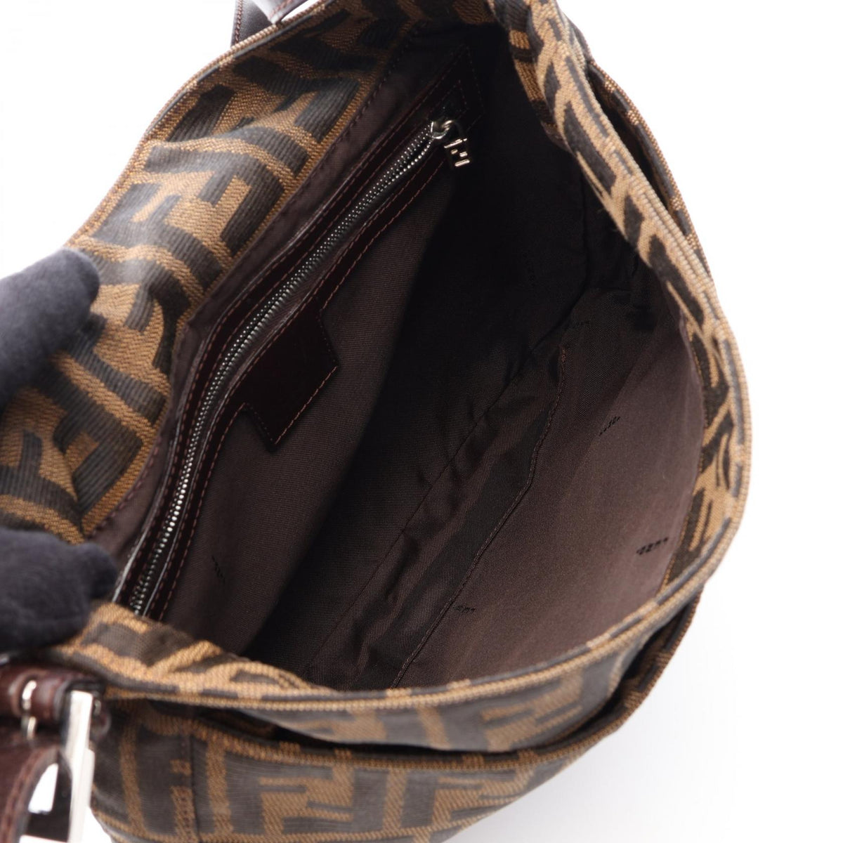 FENDI Zucca Shoulder Bag Brown canvas leather 2101219989525