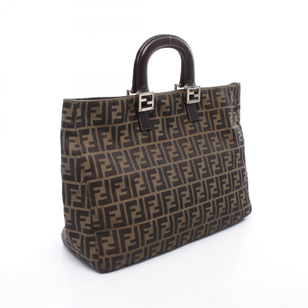 FENDI Zucca Tote Bag Brown canvas�leather 2101219988757