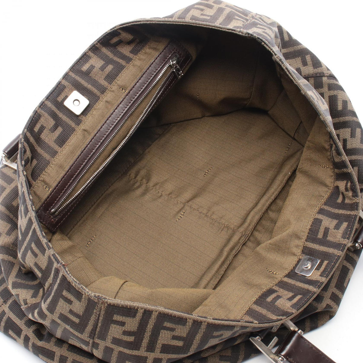 FENDI Zucca Tote Bag Brown canvas�leather 2101219988757