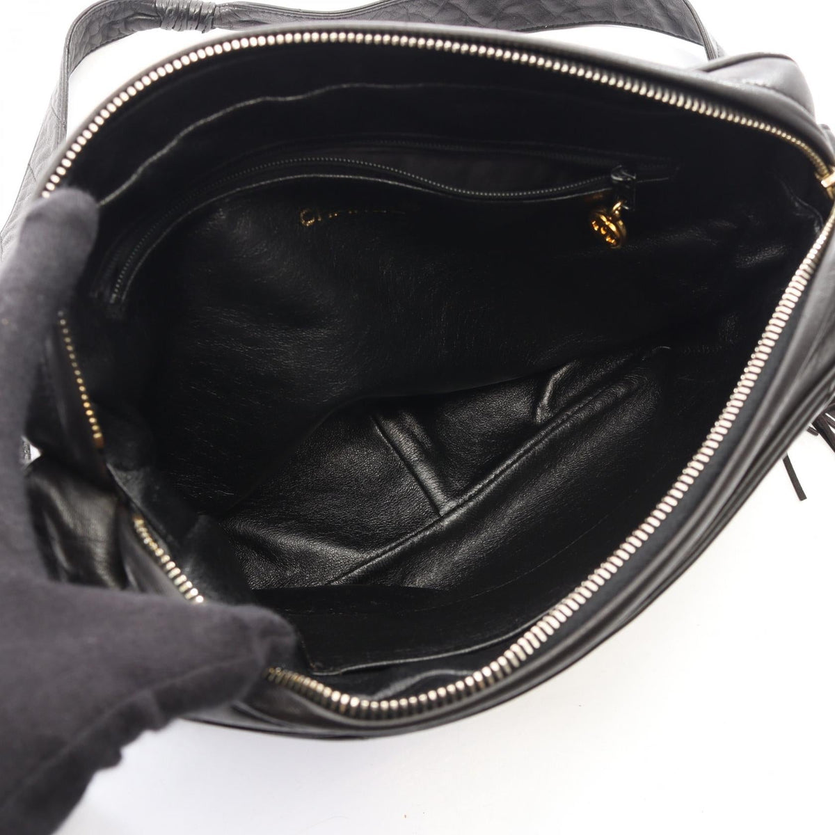 CHANEL Black COCO Mark Bias Stitch Tassel Lambskin (sheep leather) 2101219988818