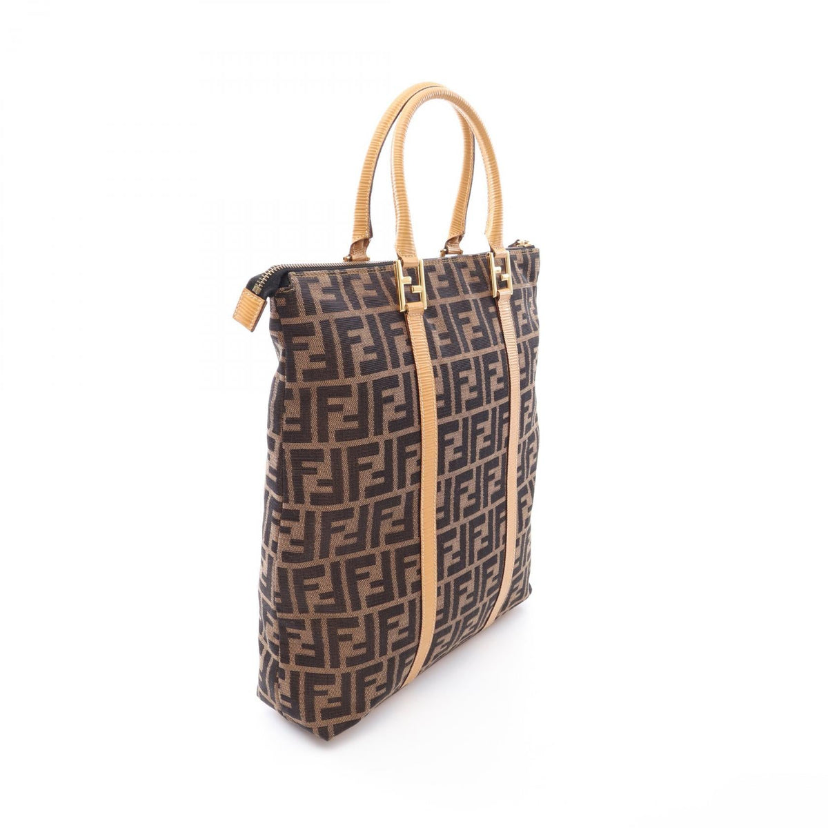 FENDI Zucca Tote Bag Brown/Beige canvas�leather 2101219989068