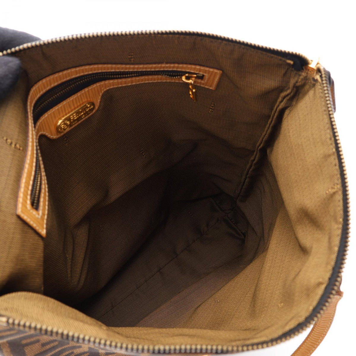 FENDI Zucca Tote Bag Brown/Beige canvas�leather 2101219989068