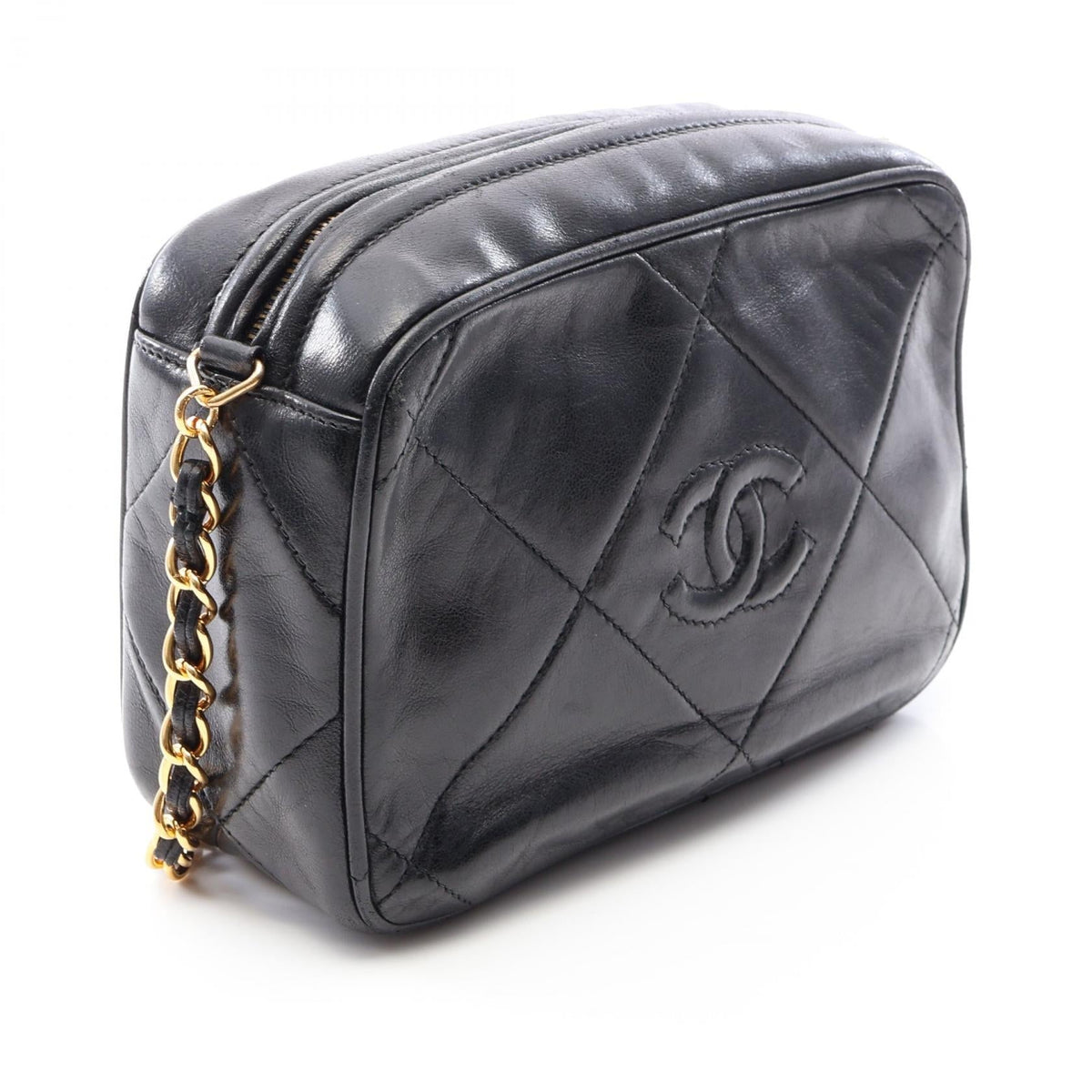 CHANEL Black COCO Mark Diamond Stitch Fringe Lambskin (sheep leather) 2101219988641