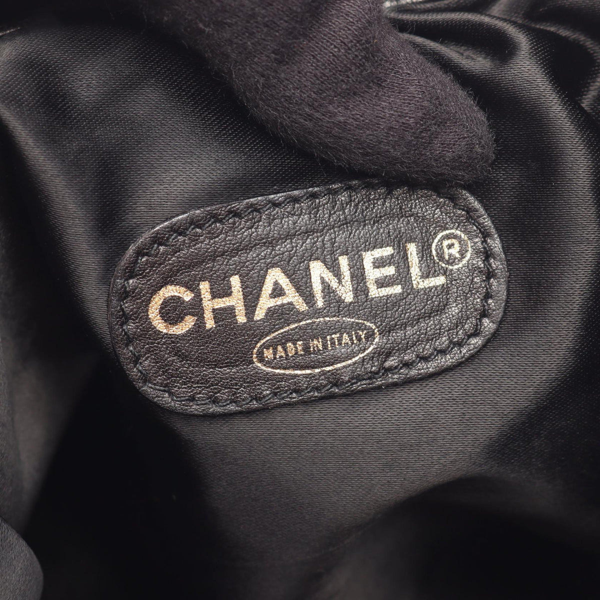 CHANEL Black COCO Mark drawstring purse Lambskin (sheep leather) 2101219988665