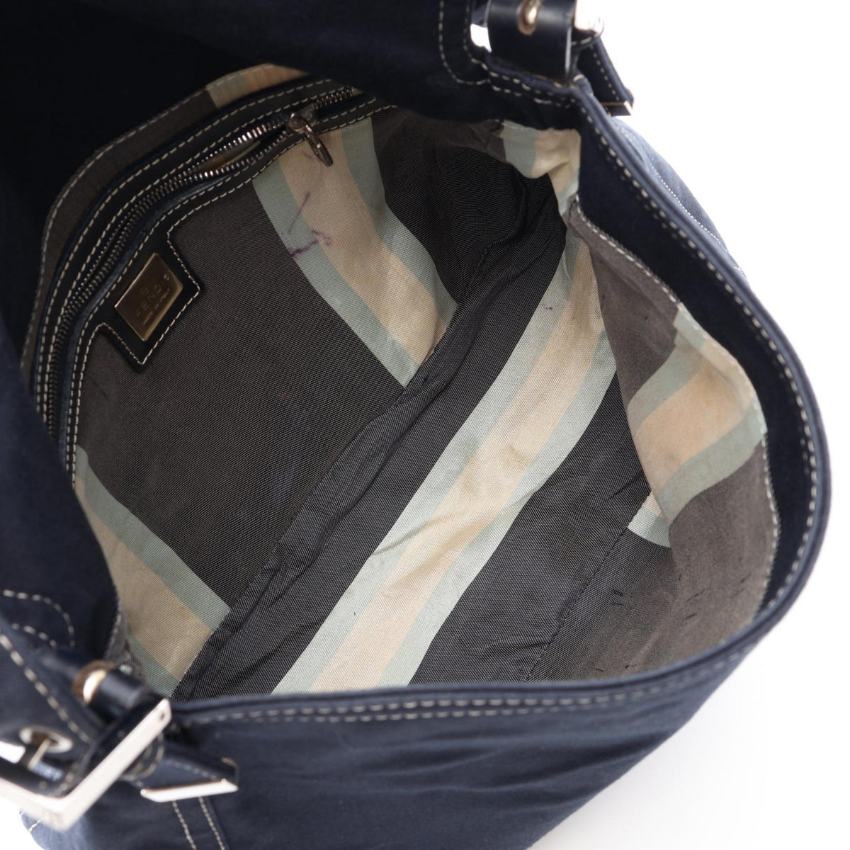 FENDI Mamma bucket Shoulder Bag Navy canvas�leather 2101219988719
