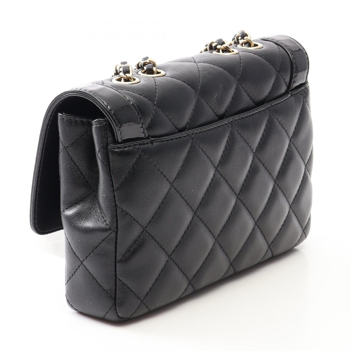 CHANEL Black Matelasse Lambskin (sheep leather)�Patent leather 2106800636352