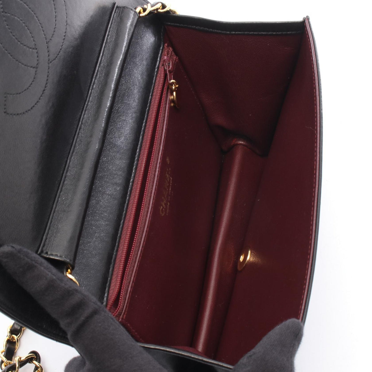 CHANEL Black Matelasse full flap Lambskin (sheep leather) 2101219988573