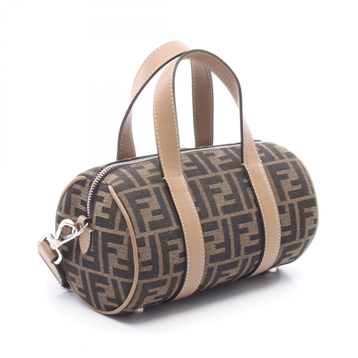 FENDI Zucca 2WAY Handbag Black/Beige canvas leather 7VA570 2101219983035