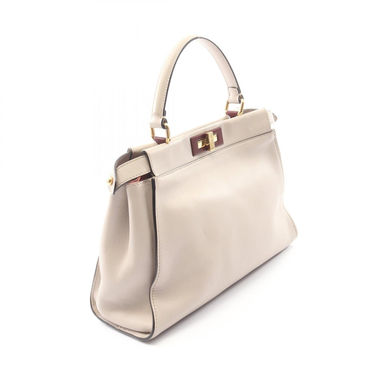 FENDI Peekaboo Regular 2WAY Handbag Beige leather 2101219983271