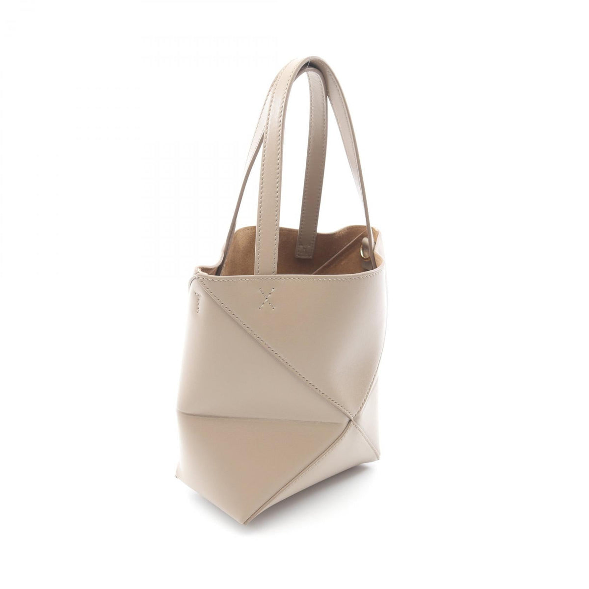 LOEWE Puzzle Fold Mini 2WAY Handbag Beige leather A657V25X012150 2101219983752