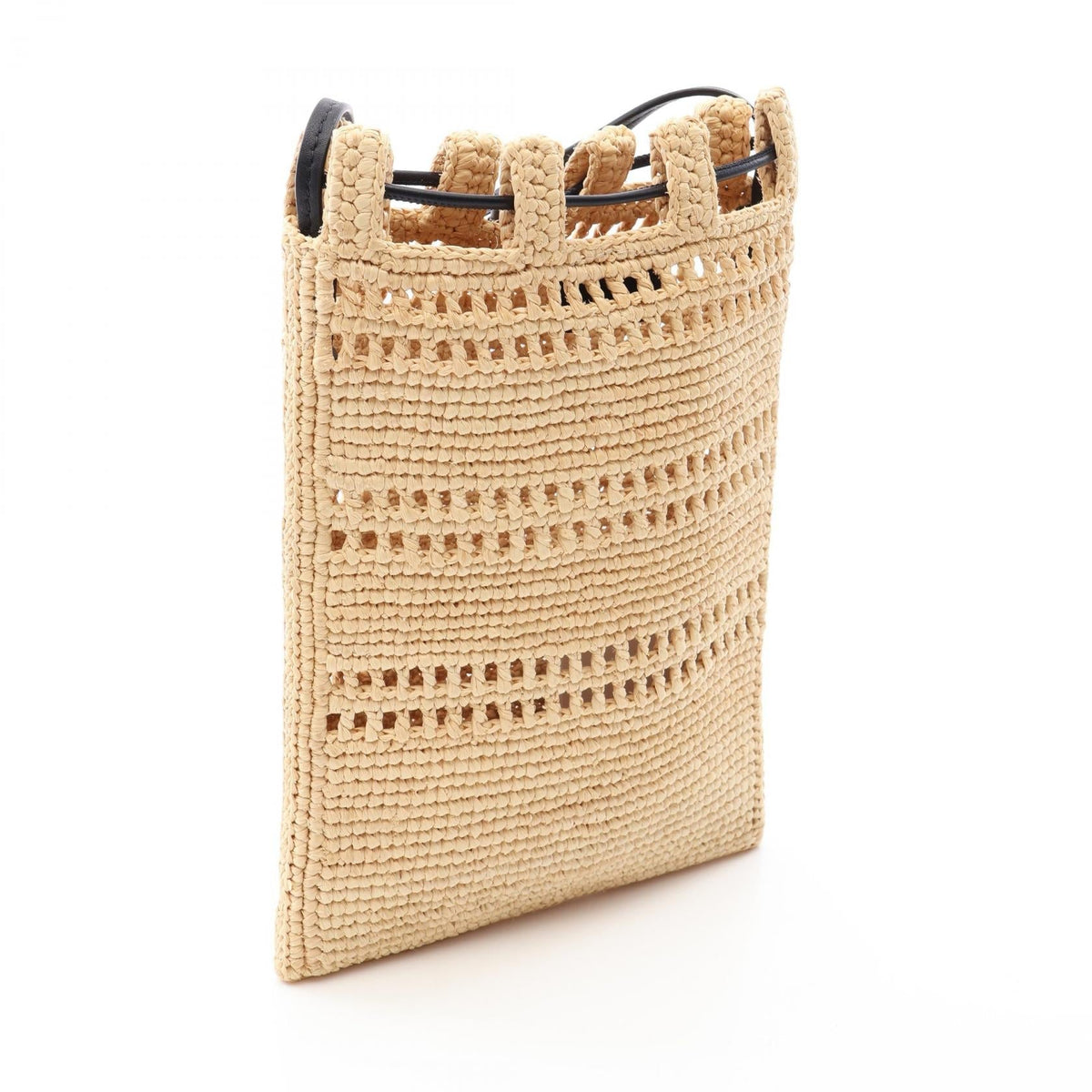 LOEWE anagram Shoulder Bag Beige/Black leather Raffia C756PHPX012165 2101219983967