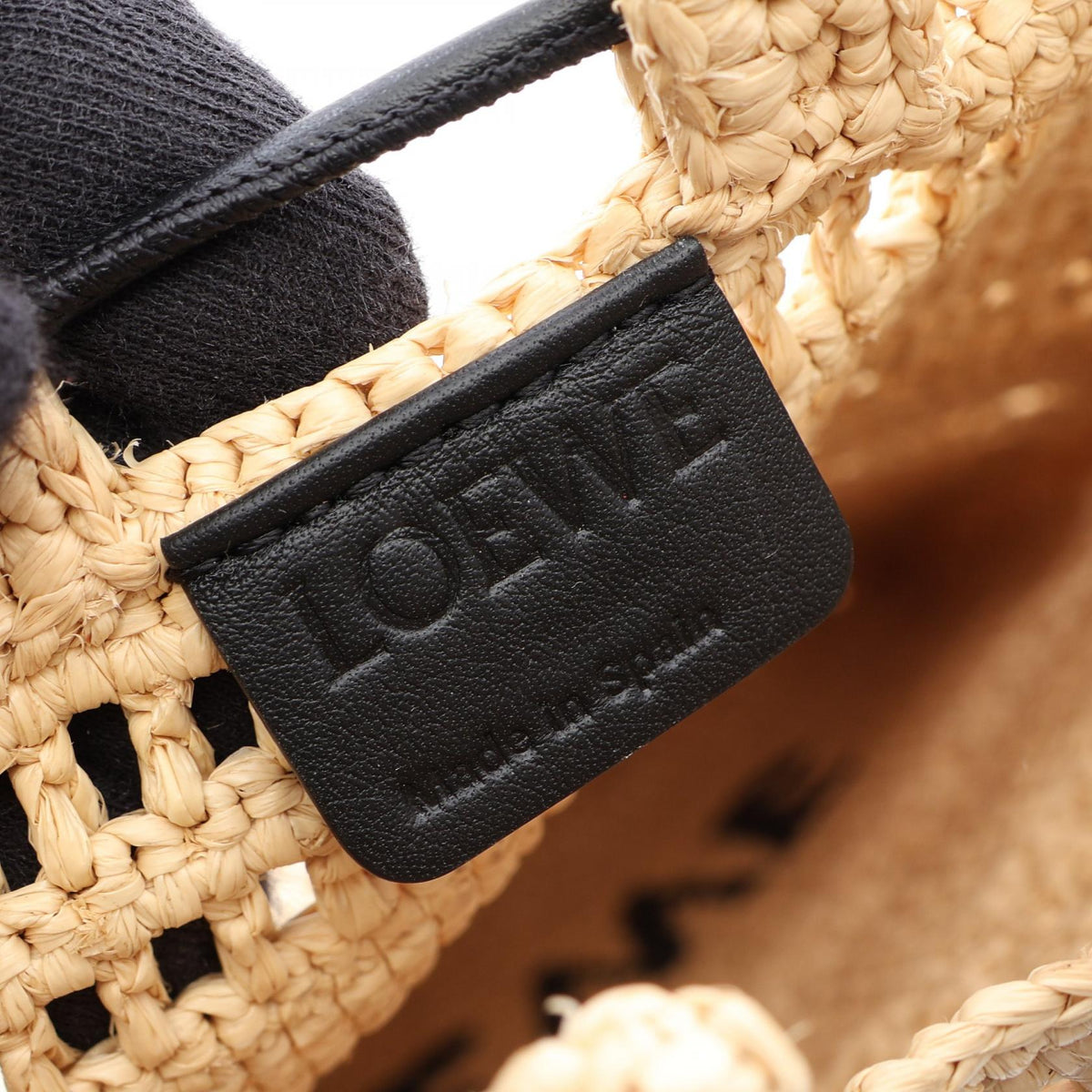 LOEWE anagram Shoulder Bag Beige/Black leather Raffia C756PHPX012165 2101219983967