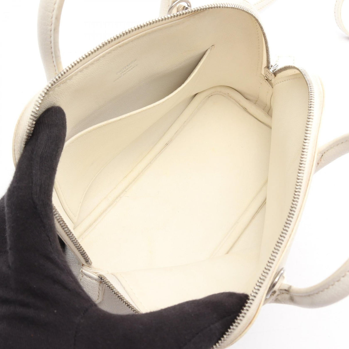 HERMES Bolide1923 Mini 2WAY HandbagWhite White White Chevre leather 2104102521260