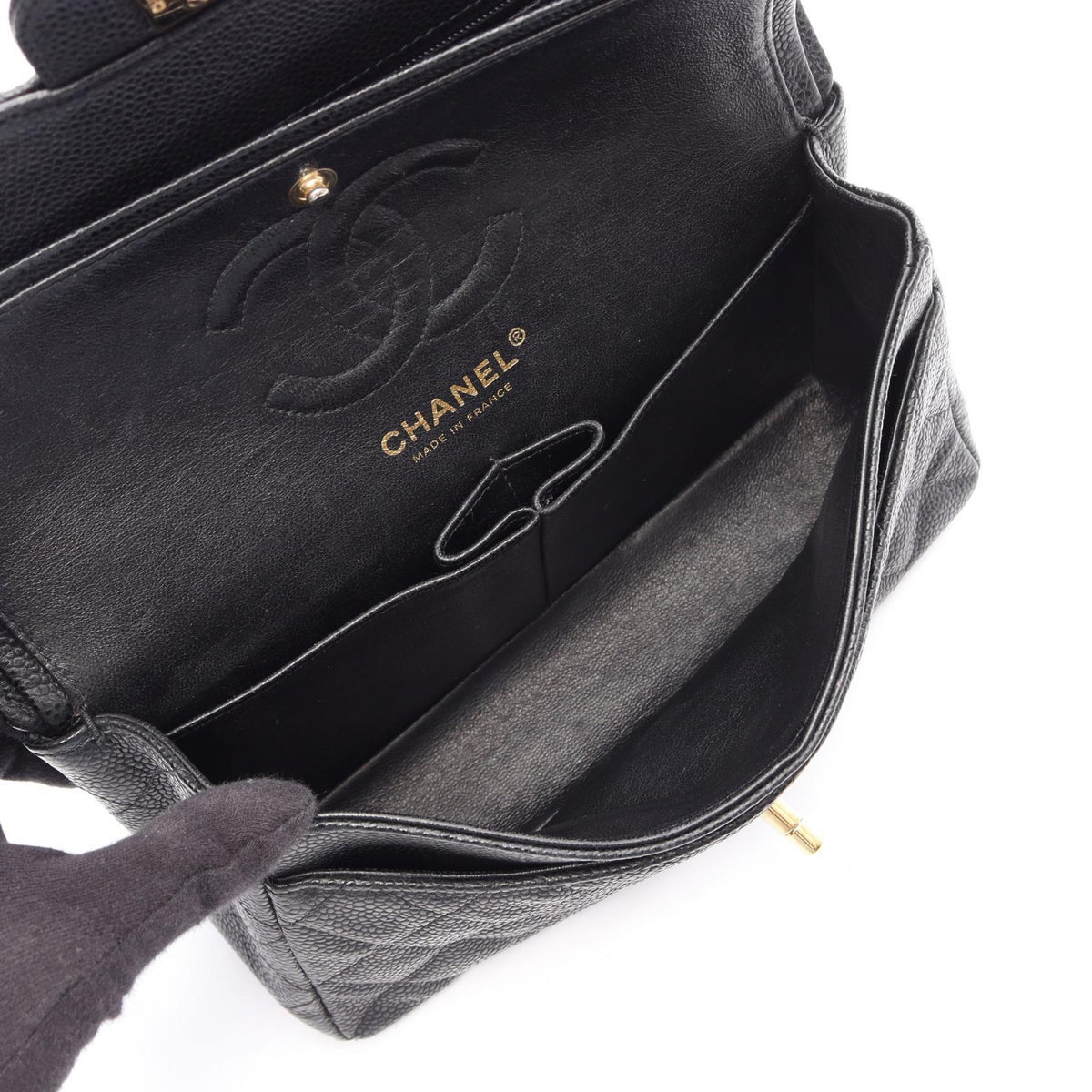 CHANEL Black Matelasse W flap Calfskin (cowhide) 2101219981833