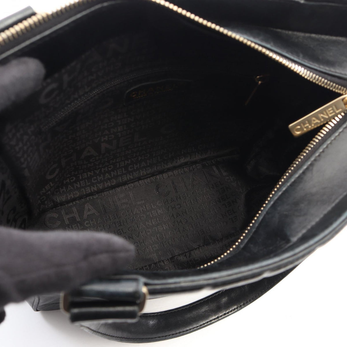 CHANEL Black Chocolate bar Lambskin (sheep leather) A17809 2101219982540