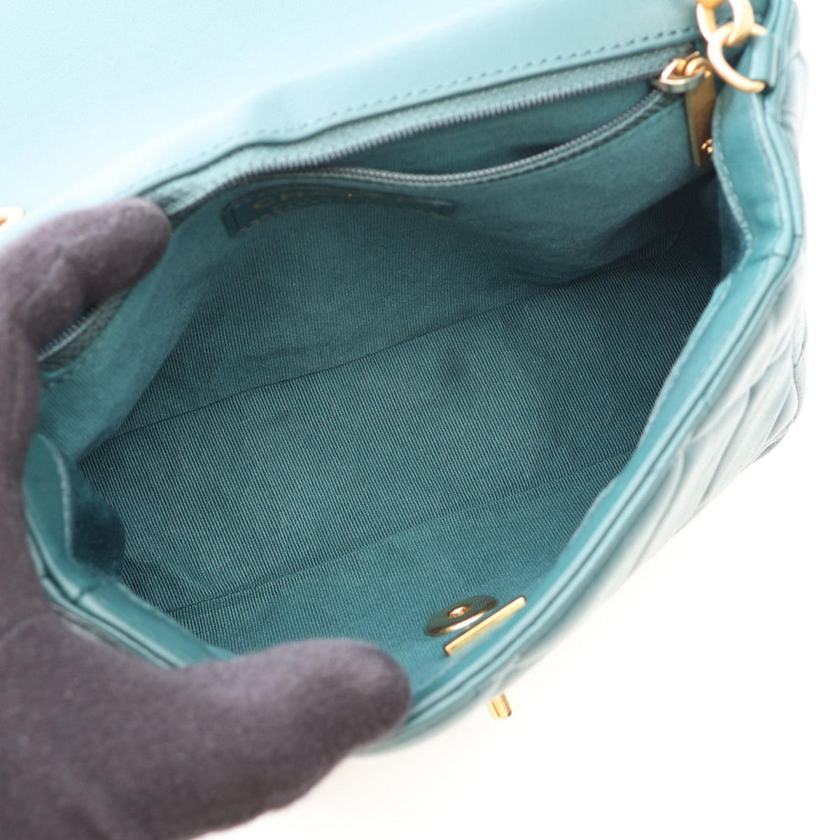 CHANEL Green Matelasse Lambskin (sheep leather) 2107601163856