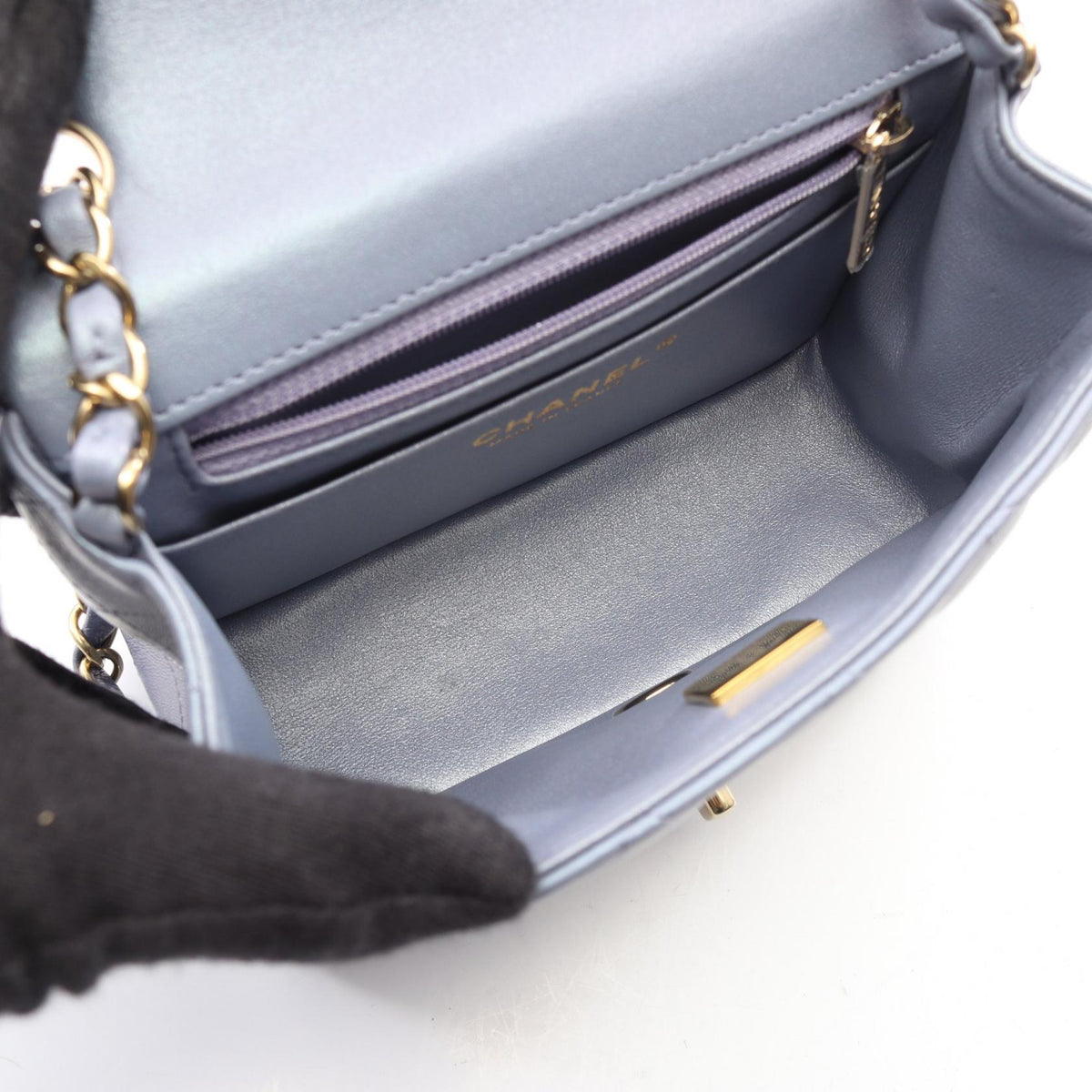 CHANEL Blue Mini Matelasse Metallic Lambskin (sheep leather) 2107601163917
