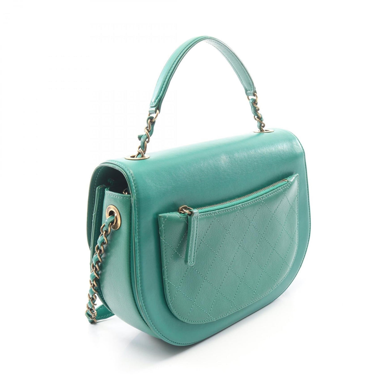 CHANEL Green Matelasse 2WAY leather 2107601163993