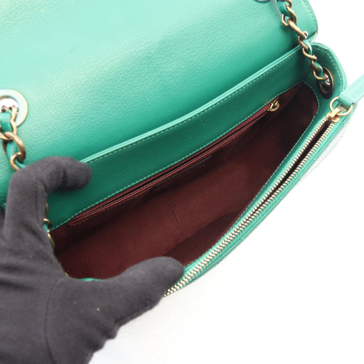 CHANEL Green Matelasse 2WAY leather 2107601163993