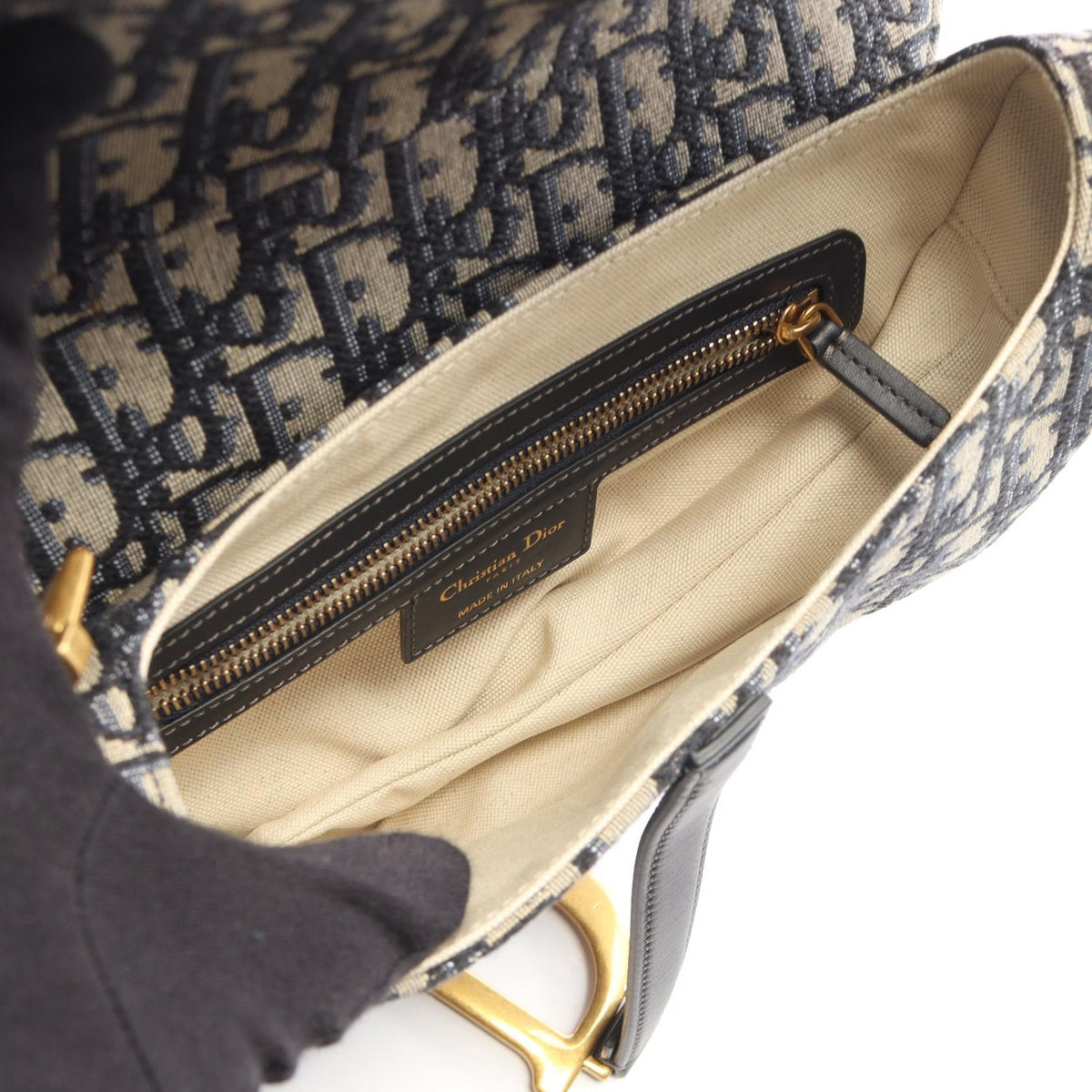 Dior Saddlebag, Oblique Jacquard, 2-Way Handbag Beige/Navy canvas�leather 2106800635836