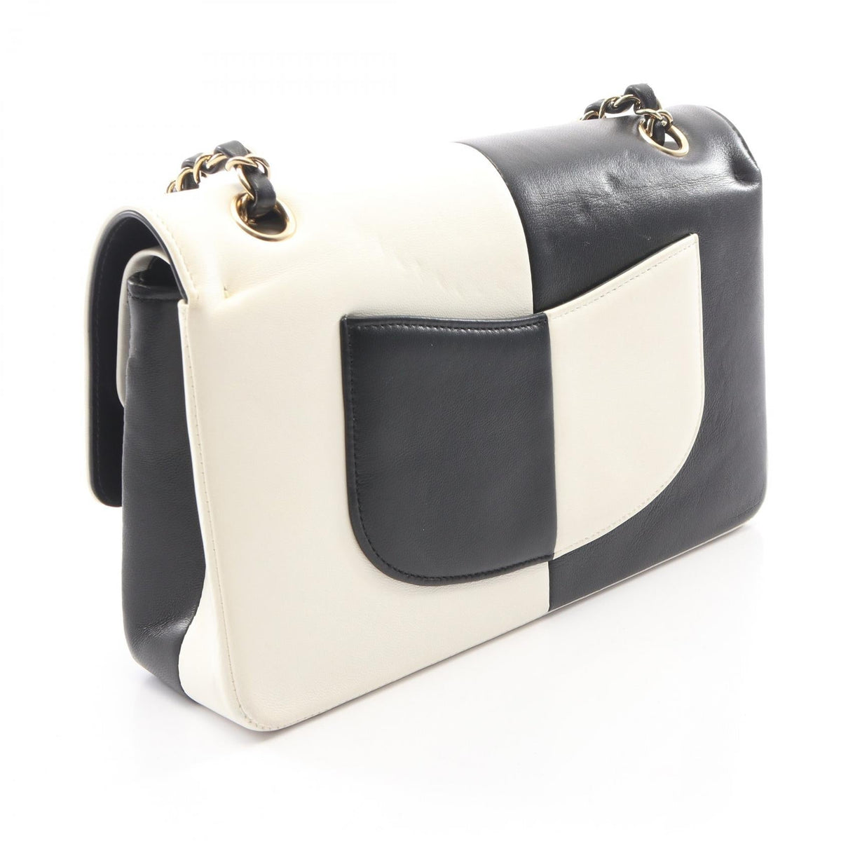 CHANEL Black/White Double flap bicolor Lambskin (sheep leather) 2106800635959
