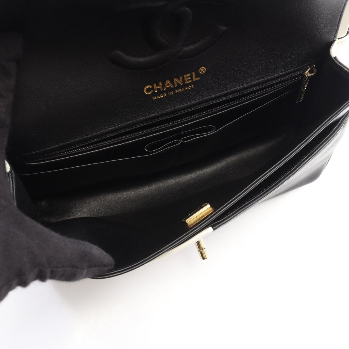 CHANEL Black/White Double flap bicolor Lambskin (sheep leather) 2106800635959
