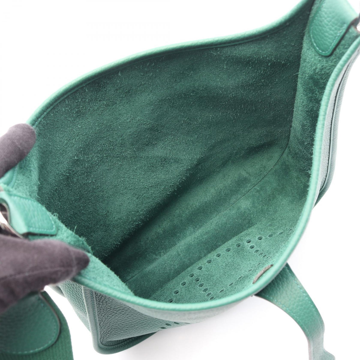 HERMES Evelyne 3 Troyes PM Shoulder Bag Green Taurillon Clemence leather Taurillon Clemence 2104102520805