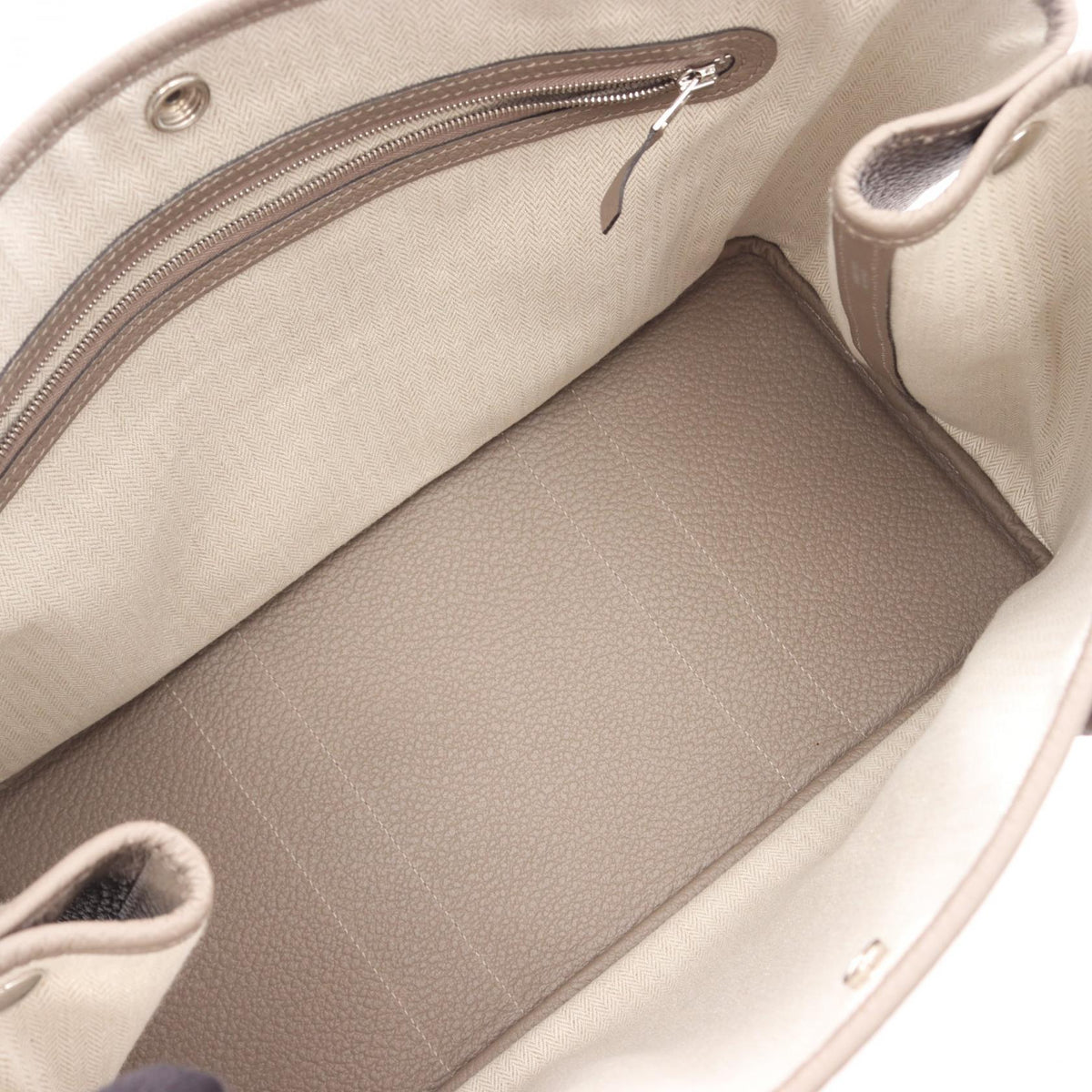 HERMES Garden party PM Tote BagGrease asphalt Grease asphalt Beige Country leather leather Country leather 2120300053600