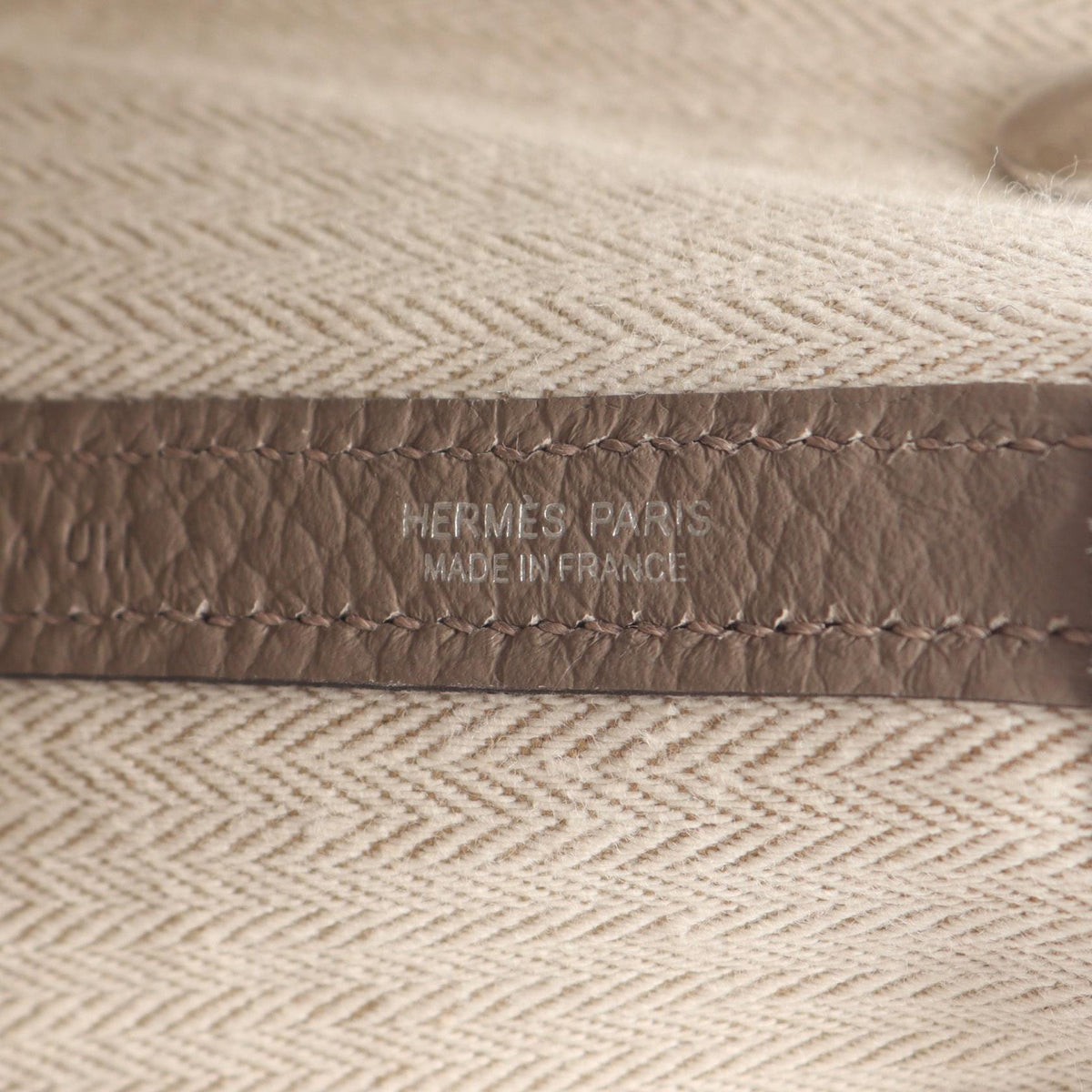 HERMES Garden party PM Tote BagGrease asphalt Grease asphalt Beige Country leather leather Country leather 2120300053600