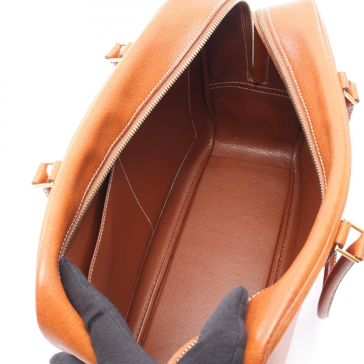 HERMES Purum 32 Handbag Brown leather 2100301247598